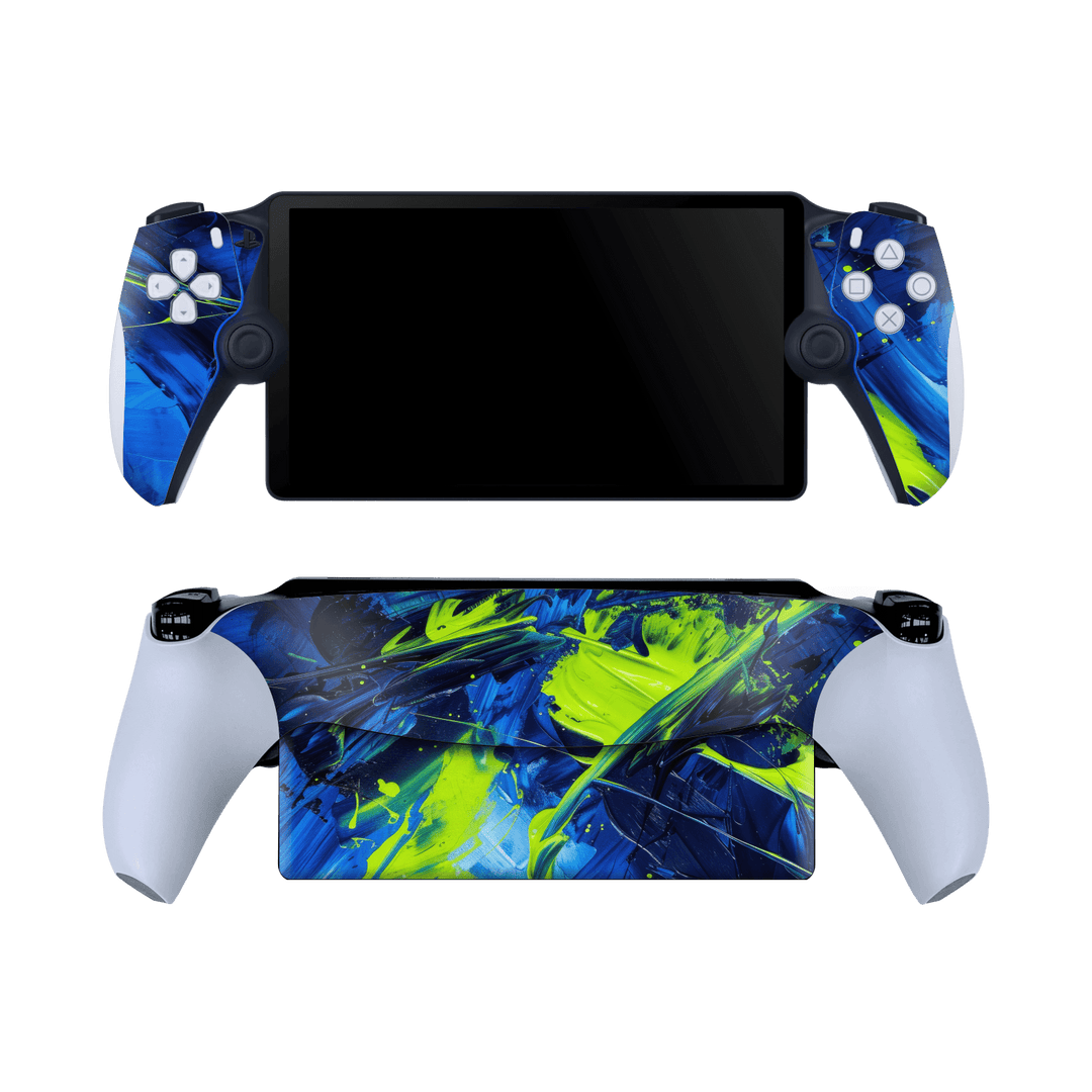 PlayStation PORTAL Print Printed Custom SIGNATURE Glowquatic Neon Yellow Green Blue Skin Wrap Sticker Decal Cover Protector by QSKINZ | QSKINZ.COM