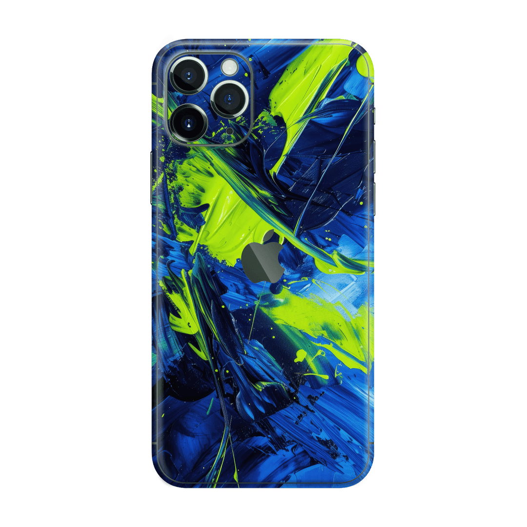 iPhone 11 PRO Print Printed Custom SIGNATURE Glowquatic Neon Yellow Green Blue Skin Wrap Sticker Decal Cover Protector by QSKINZ | QSKINZ.COM