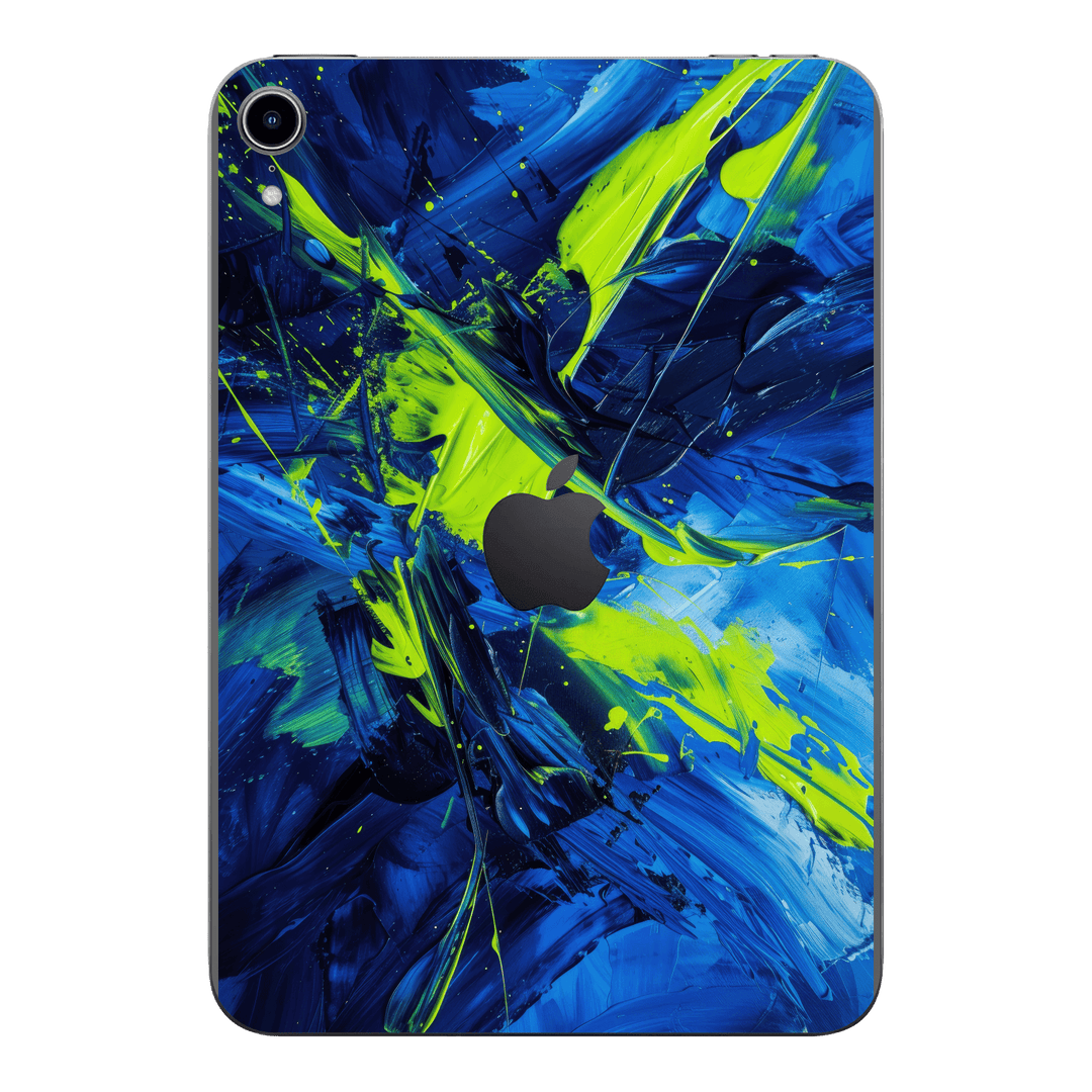 iPad Mini 6 Print Printed Custom SIGNATURE Glowquatic Neon Yellow Green Blue Skin Wrap Sticker Decal Cover Protector by QSKINZ | QSKINZ.COM