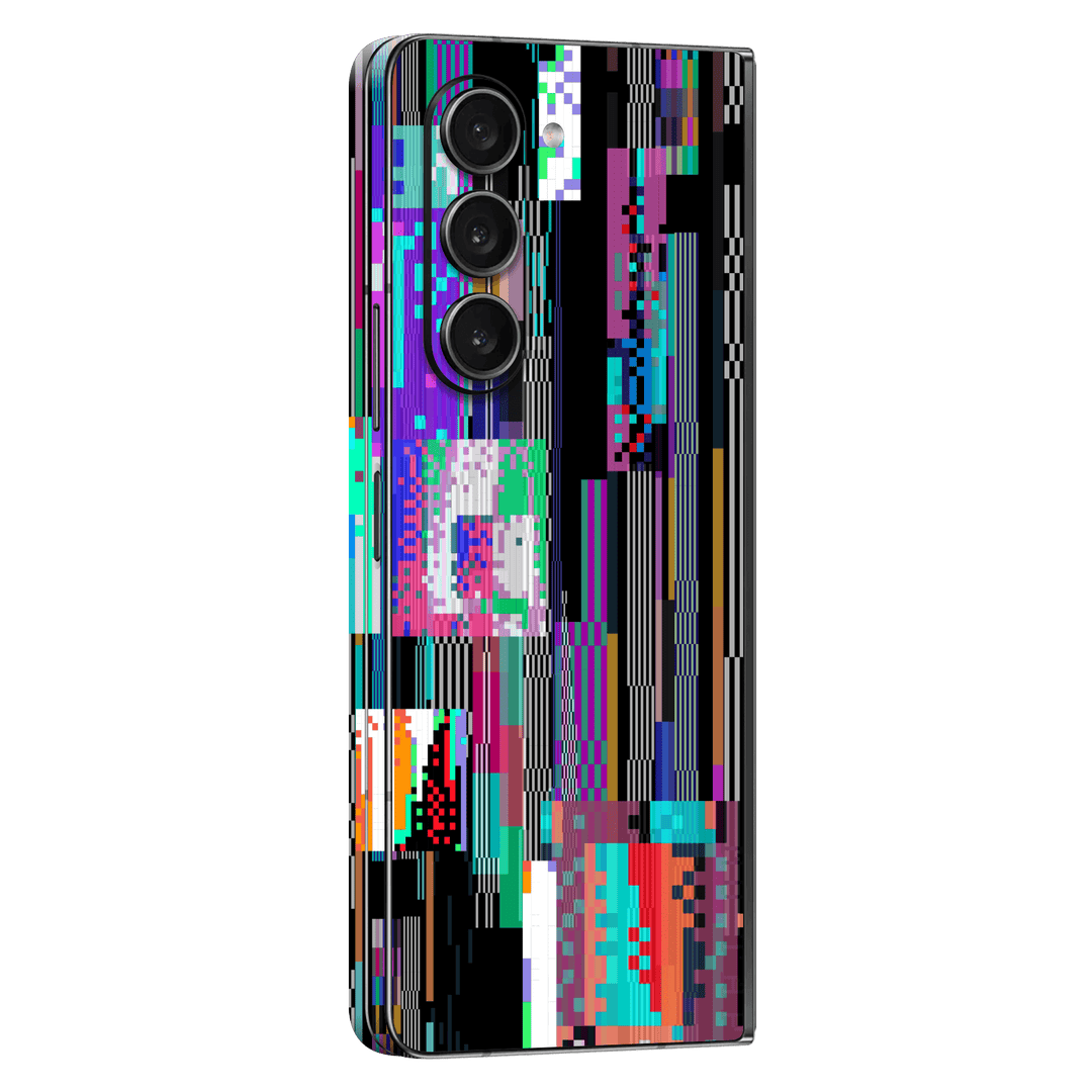 Samsung Galaxy Z FOLD 5 Print Printed Custom SIGNATURE Glitchscape Glitch No Signal Colours Skin Wrap Sticker Decal Cover Protector by QSKINZ | QSKINZ.COM