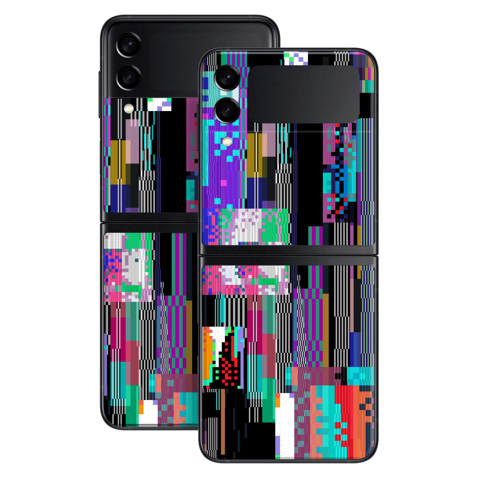 Samsung Galaxy Z Flip 3 Print Printed Custom SIGNATURE Glitchscape Glitch No Signal Colours Skin Wrap Sticker Decal Cover Protector by QSKINZ | QSKINZ.COM