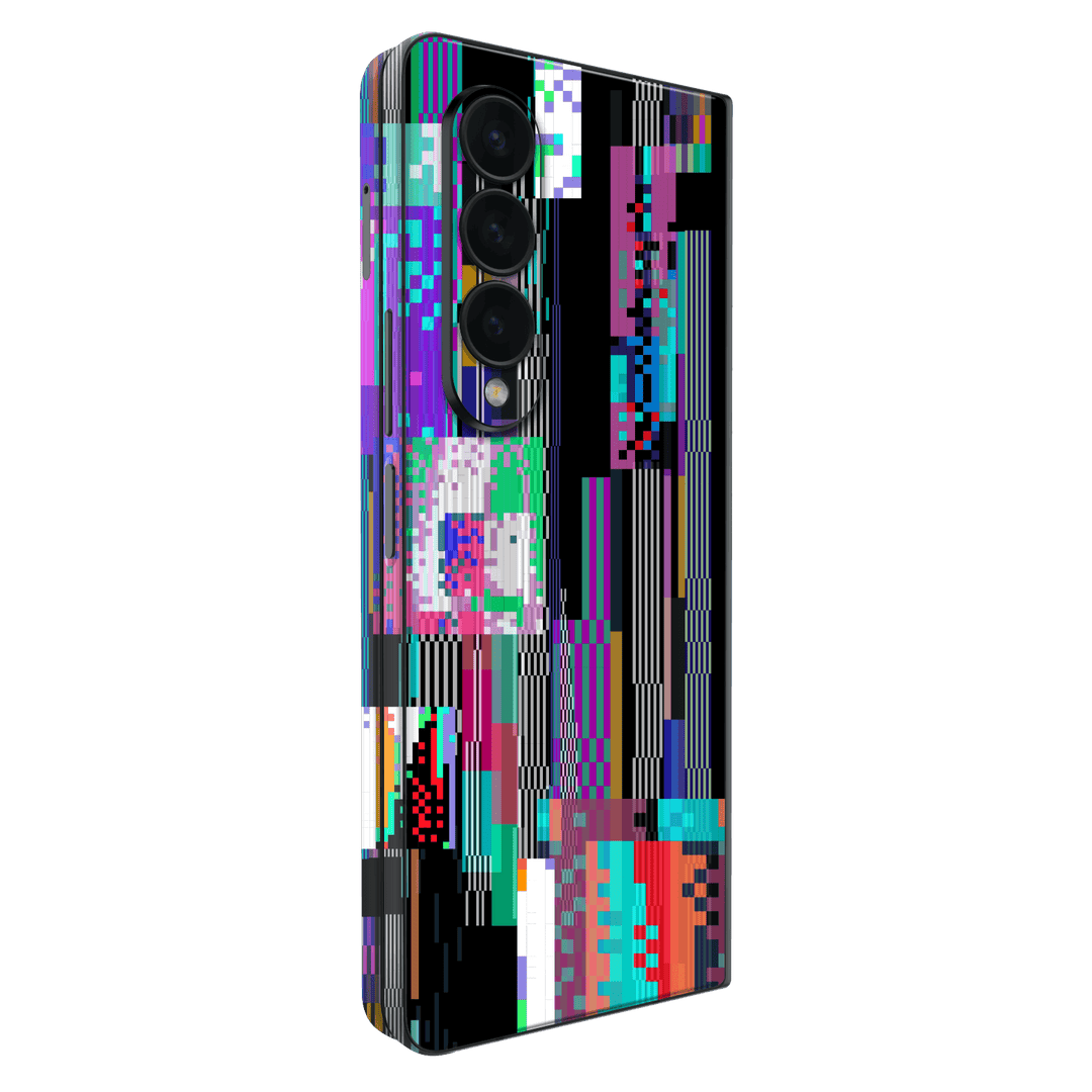 Samsung Galaxy Z Fold 4 Print Printed Custom SIGNATURE Glitchscape Glitch No Signal Colours Skin Wrap Sticker Decal Cover Protector by QSKINZ | QSKINZ.COM