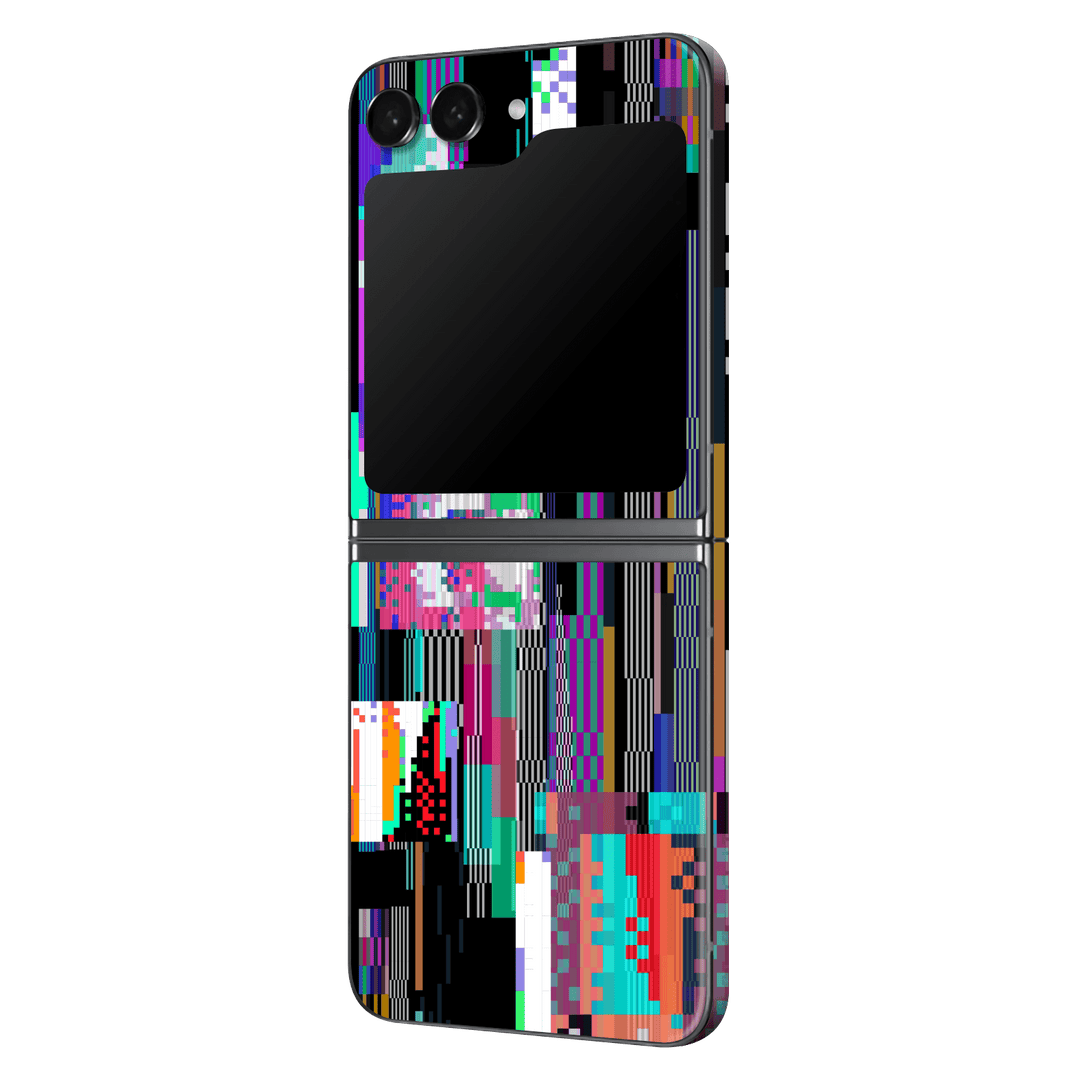 Samsung Galaxy Z Flip 5 Print Printed Custom SIGNATURE Glitchscape Glitch No Signal Colours Skin Wrap Sticker Decal Cover Protector by QSKINZ | QSKINZ.COM