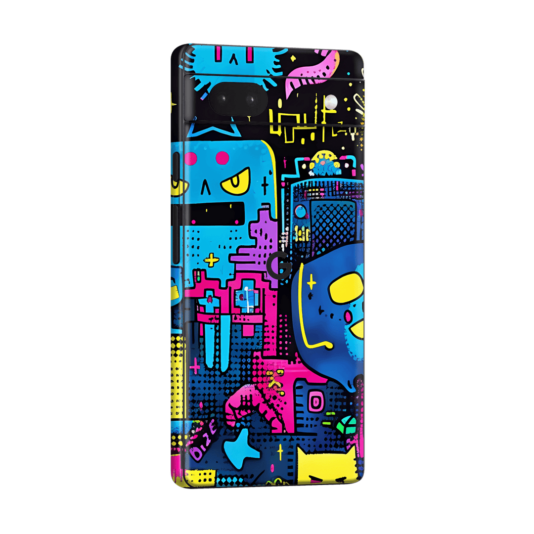 Pixel 6a Print Printed Custom SIGNATURE Arcade Rave Gaming Gamer Pixel Skin Wrap Sticker Decal Cover Protector by QSKINZ | QSKINZ.COM