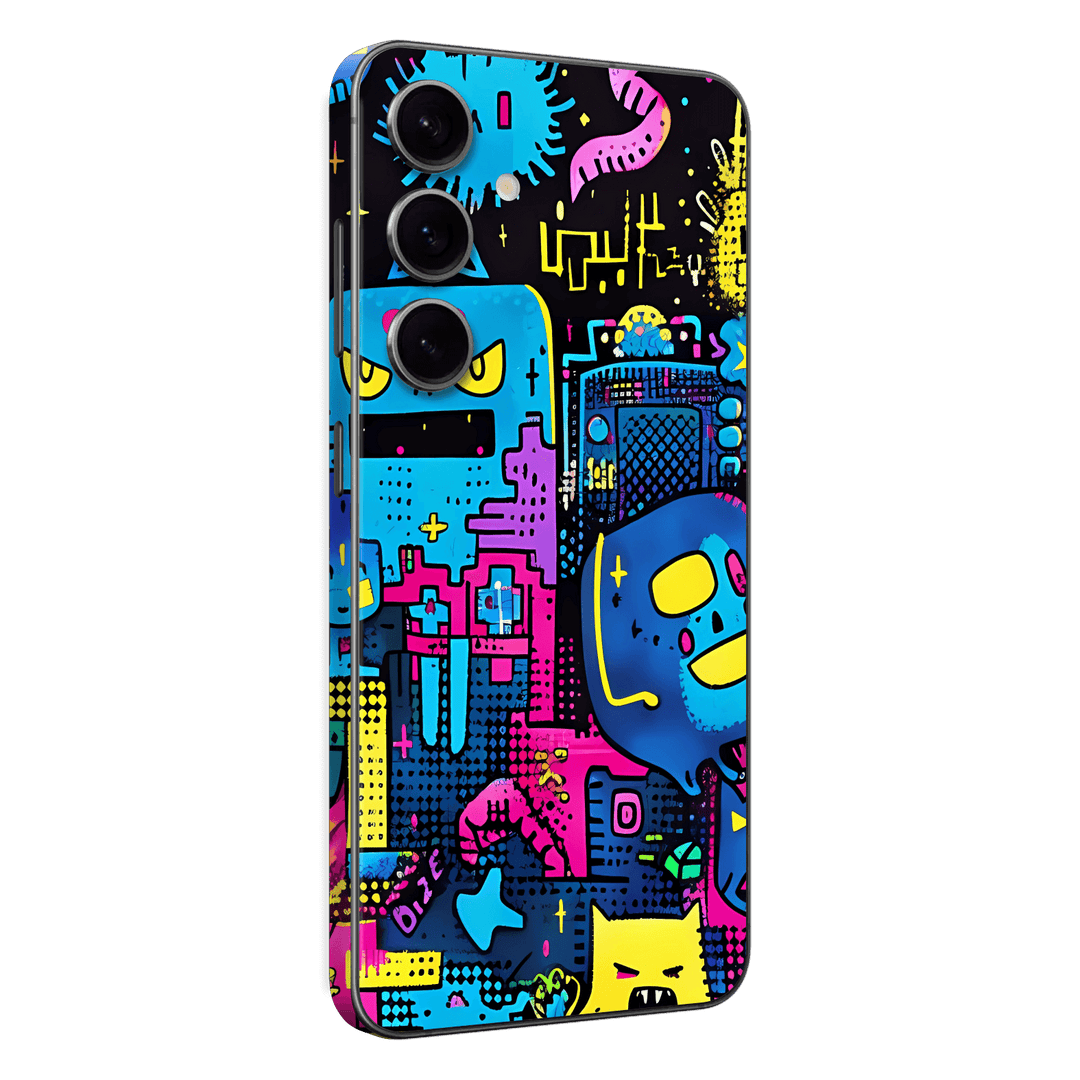 Samsung Galaxy S24 Print Printed Custom SIGNATURE Arcade Rave Gaming Gamer Pixel Skin Wrap Sticker Decal Cover Protector by QSKINZ | QSKINZ.COM