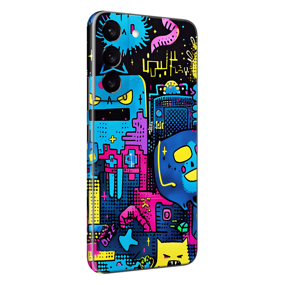 Samsung Galaxy S22 Print Printed Custom SIGNATURE Arcade Rave Gaming Gamer Pixel Skin Wrap Sticker Decal Cover Protector by QSKINZ | QSKINZ.COM