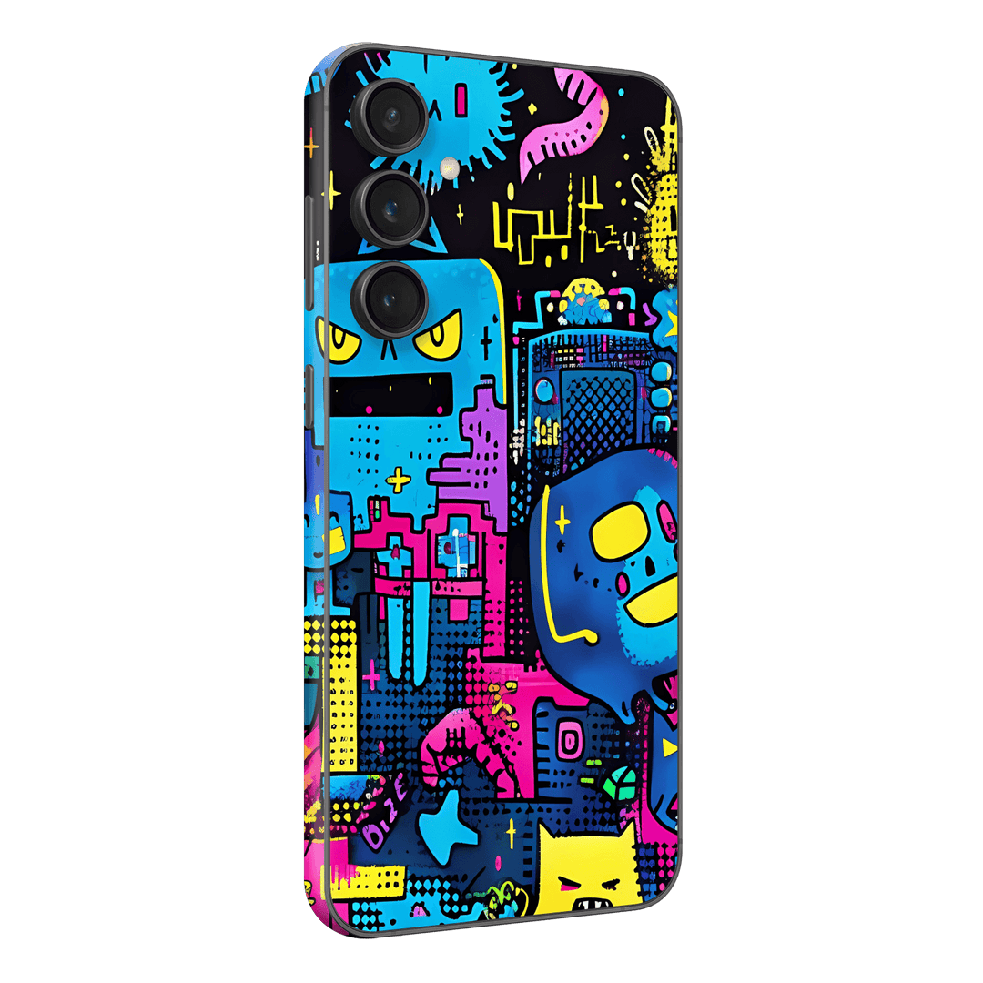 Samsung Galaxy S23 (FE) Print Printed Custom SIGNATURE Arcade Rave Gaming Gamer Pixel Skin Wrap Sticker Decal Cover Protector by QSKINZ | QSKINZ.COM