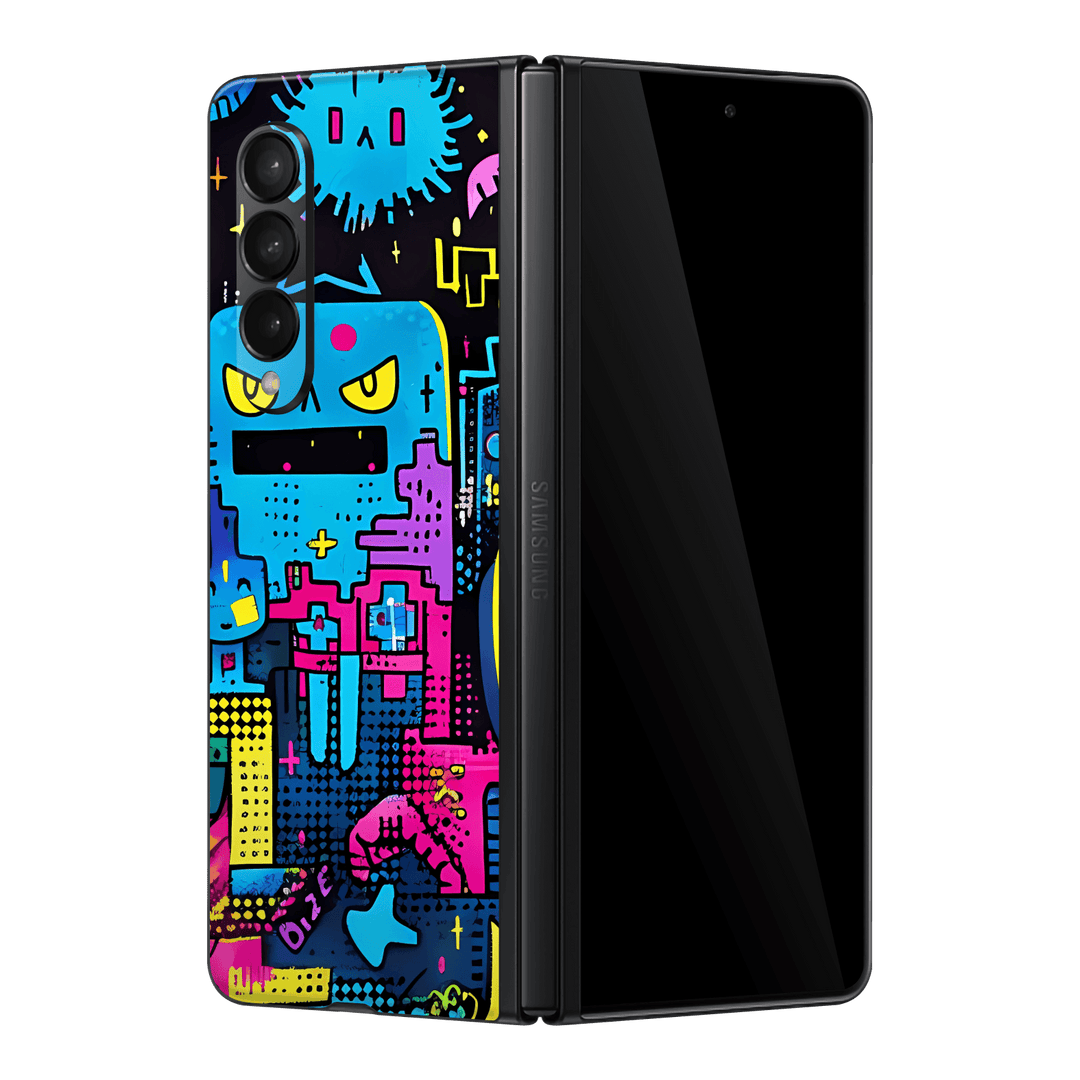 Samsung Galaxy Z Fold 3 Print Printed Custom SIGNATURE Arcade Rave Gaming Gamer Pixel Skin Wrap Sticker Decal Cover Protector by QSKINZ | QSKINZ.COM