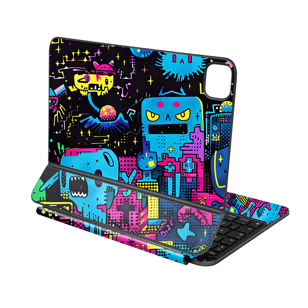 Magic Keyboard for iPad PRO 11” (M4, 2024) Print Printed Custom SIGNATURE Arcade Rave Gaming Gamer Pixel Skin Wrap Sticker Decal Cover Protector by QSKINZ | QSKINZ.COM