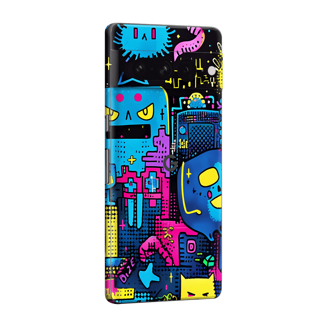 Pixel 7 PRO Print Printed Custom SIGNATURE Arcade Rave Gaming Gamer Pixel Skin Wrap Sticker Decal Cover Protector by QSKINZ | QSKINZ.COM