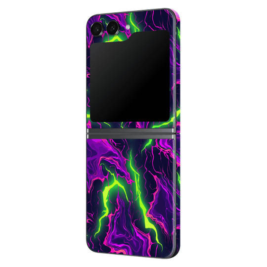 Samsung Galaxy Z Flip 5 Print Printed Custom SIGNATURE Twisterra Twist Neon Purple Yellow Green Anime Skin Wrap Sticker Decal Cover Protector by QSKINZ | QSKINZ.COM