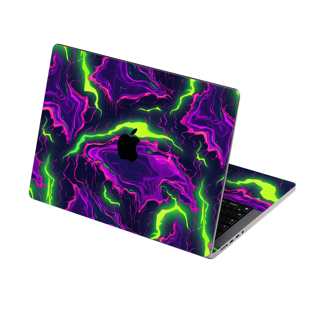 MacBook PRO 14" (2021/2023) Print Printed Custom SIGNATURE Twisterra Twist Neon Purple Yellow Green Anime Skin Wrap Sticker Decal Cover Protector by QSKINZ | QSKINZ.COM