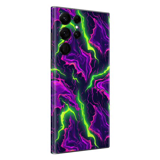 Samsung Galaxy S22 ULTRA Print Printed Custom SIGNATURE Twisterra Twist Neon Purple Yellow Green Anime Skin Wrap Sticker Decal Cover Protector by QSKINZ | QSKINZ.COM