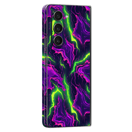 Samsung Galaxy Z FOLD 5 Print Printed Custom SIGNATURE Twisterra Twist Neon Purple Yellow Green Anime Skin Wrap Sticker Decal Cover Protector by QSKINZ | QSKINZ.COM