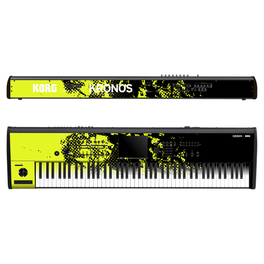 Korg Kronos 2 Music Workstation (88 keys) Print Printed Custom SIGNATURE Grunge Yellow Green Trace Skin Wrap Sticker Decal Cover Protector by Keyskinz & Jordan Rudess | QSKINZ.COM
