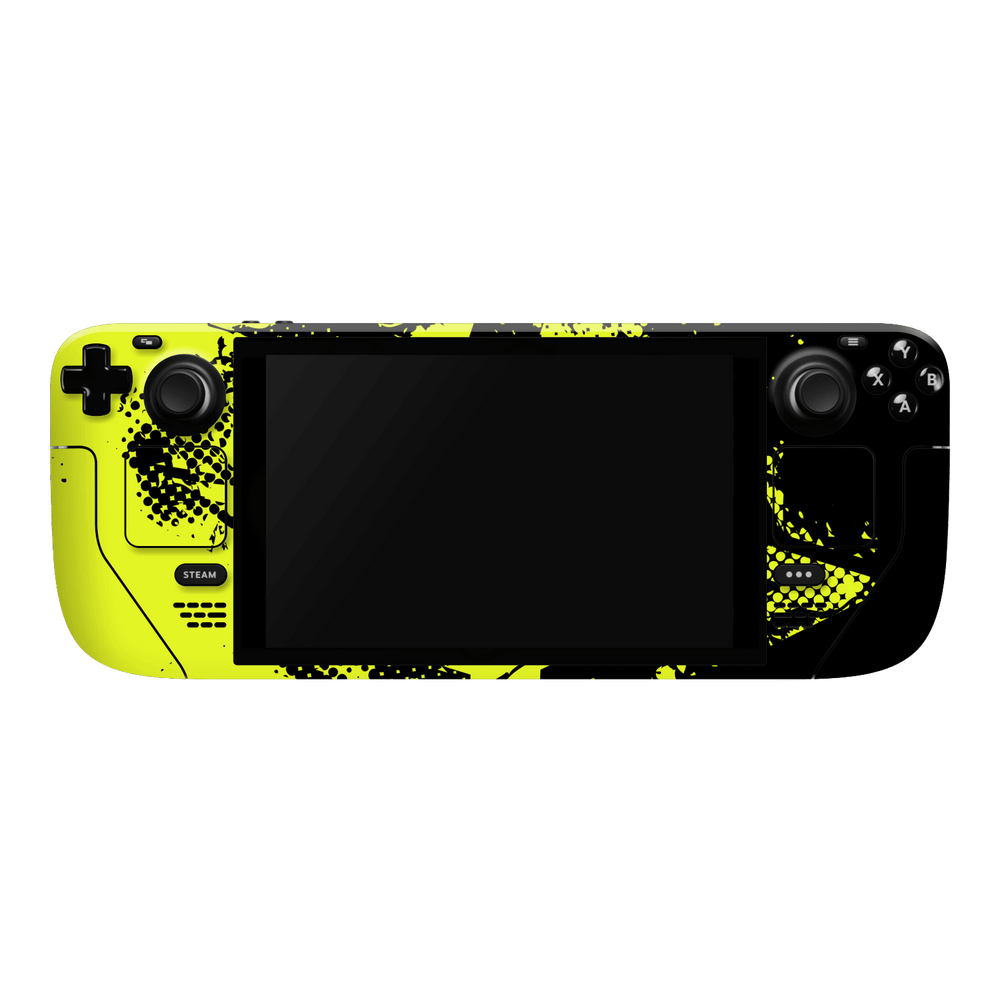Steam Deck OLED Print Printed Custom SIGNATURE Grunge Yellow Green Trace Skin Wrap Sticker Decal Cover Protector by QSKINZ | QSKINZ.COM