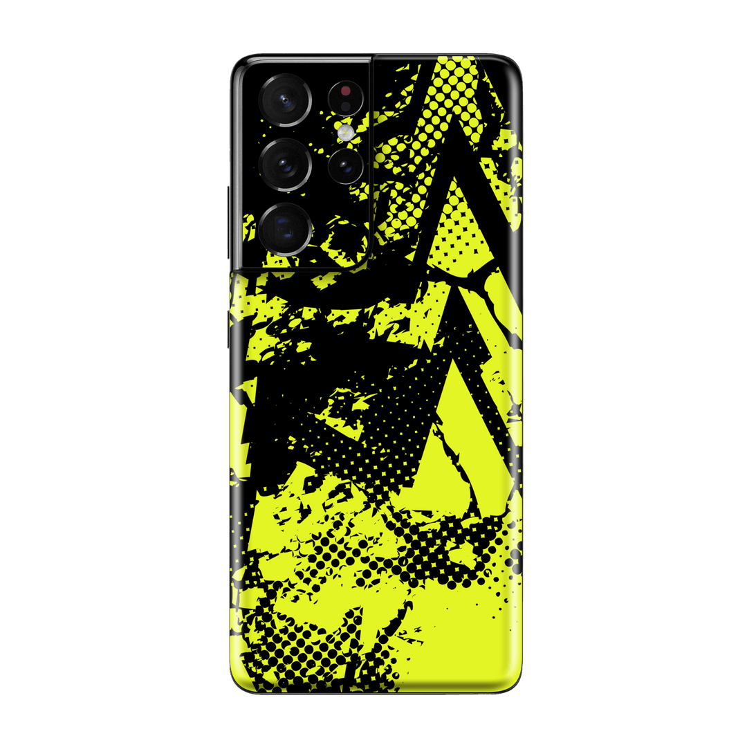 Samsung Galaxy S21 ULTRA Print Printed Custom SIGNATURE Grunge Yellow Green Trace Skin Wrap Sticker Decal Cover Protector by QSKINZ | QSKINZ.COM