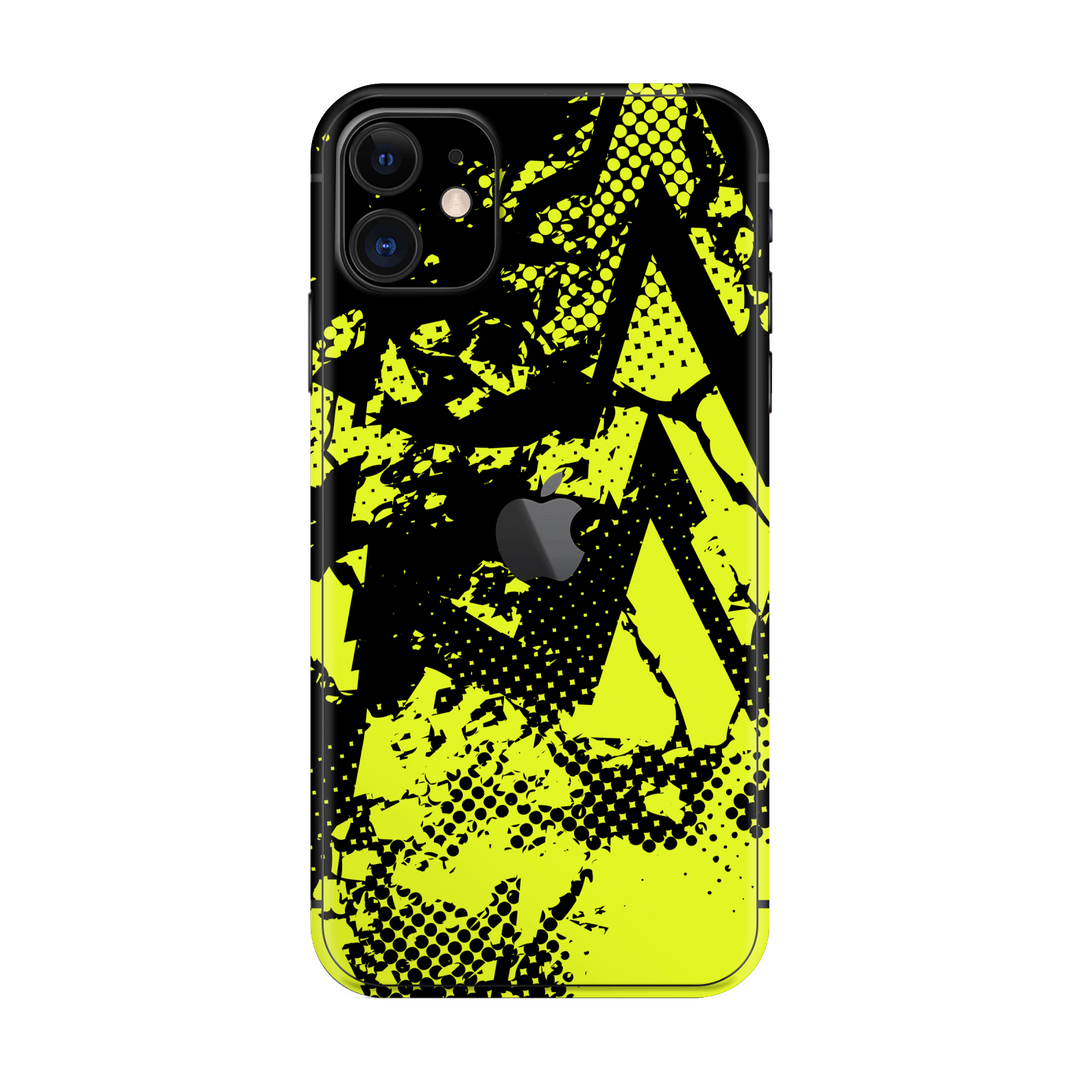 iPhone 11 Print Printed Custom SIGNATURE Grunge Yellow Green Trace Skin Wrap Sticker Decal Cover Protector by QSKINZ | QSKINZ.COM