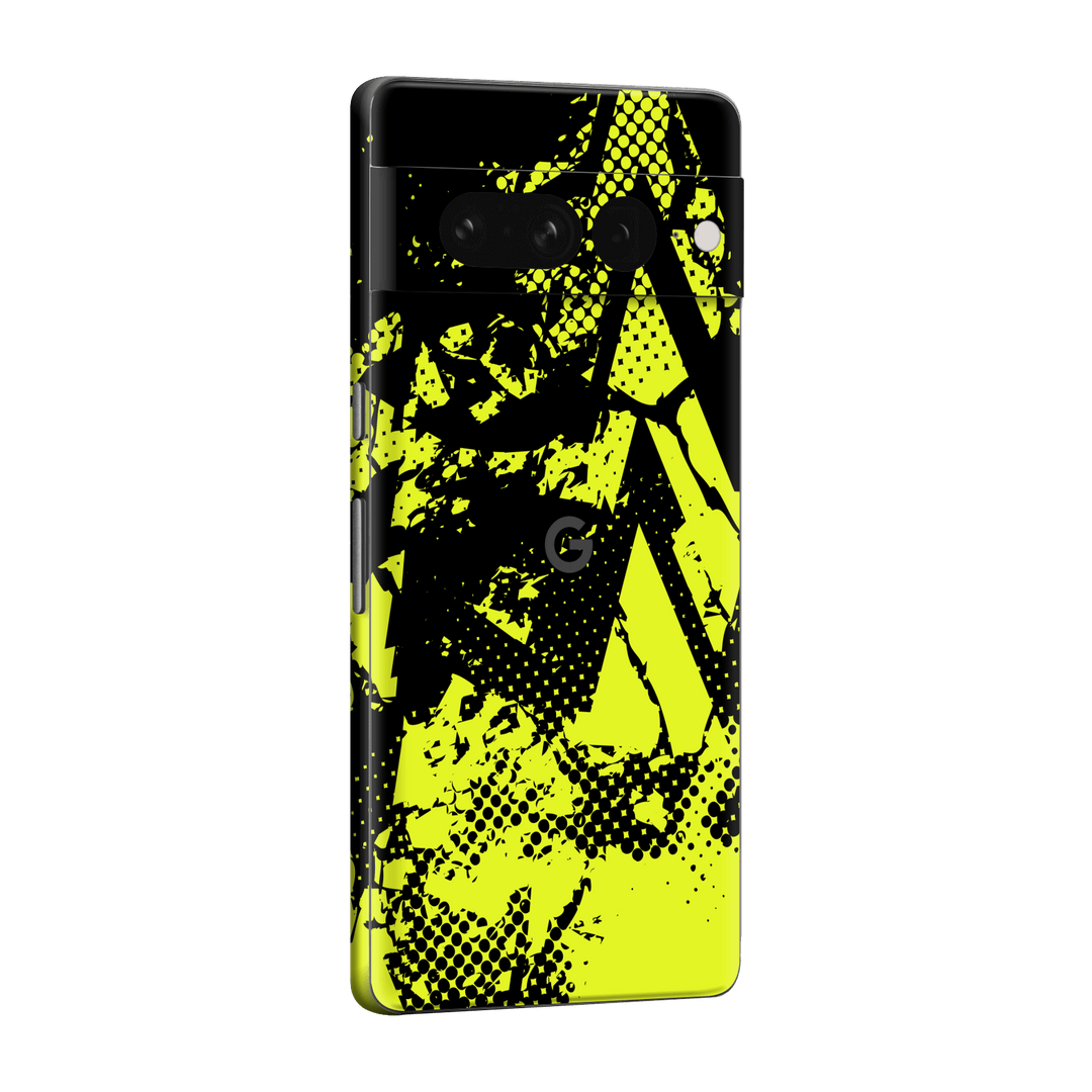 Pixel 7 PRO  Print Printed Custom SIGNATURE Grunge Yellow Green Trace Skin Wrap Sticker Decal Cover Protector by QSKINZ | QSKINZ.COM