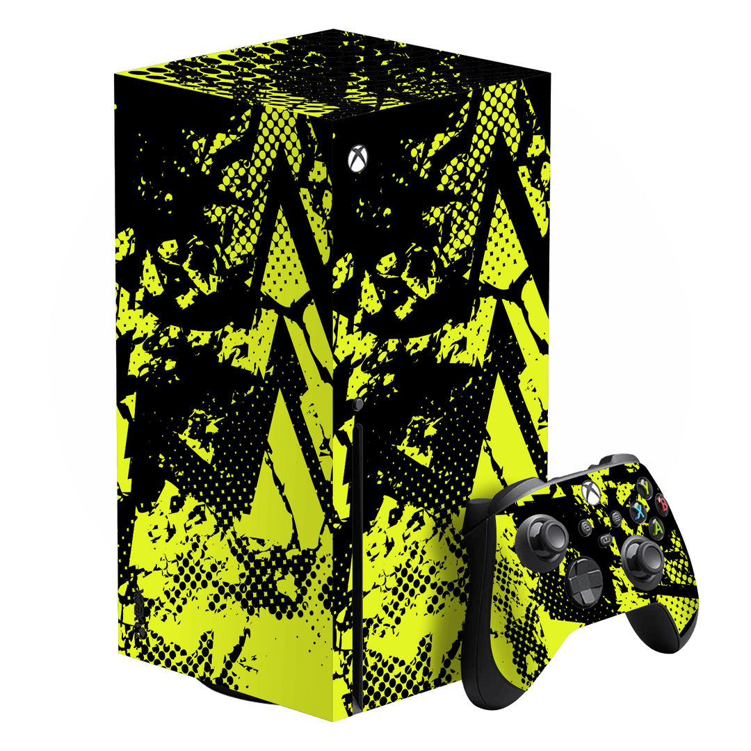 XBOX Series X Print Printed Custom SIGNATURE Grunge Yellow Green Trace Skin Wrap Sticker Decal Cover Protector by QSKINZ | QSKINZ.COM