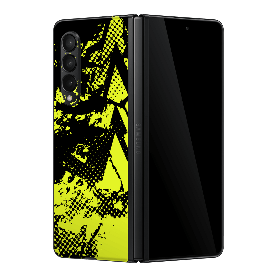 Samsung Galaxy Z Fold 3 Print Printed Custom SIGNATURE Grunge Yellow Green Trace Skin Wrap Sticker Decal Cover Protector by QSKINZ | QSKINZ.COM