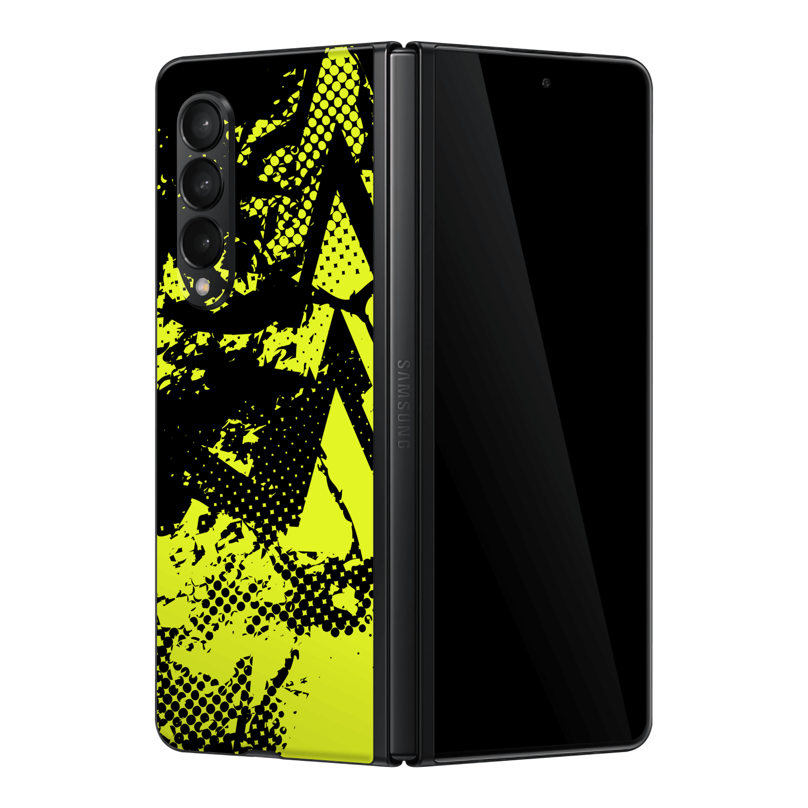 Samsung Galaxy Z Fold 3 Print Printed Custom SIGNATURE Grunge Yellow Green Trace Skin Wrap Sticker Decal Cover Protector by QSKINZ | QSKINZ.COM