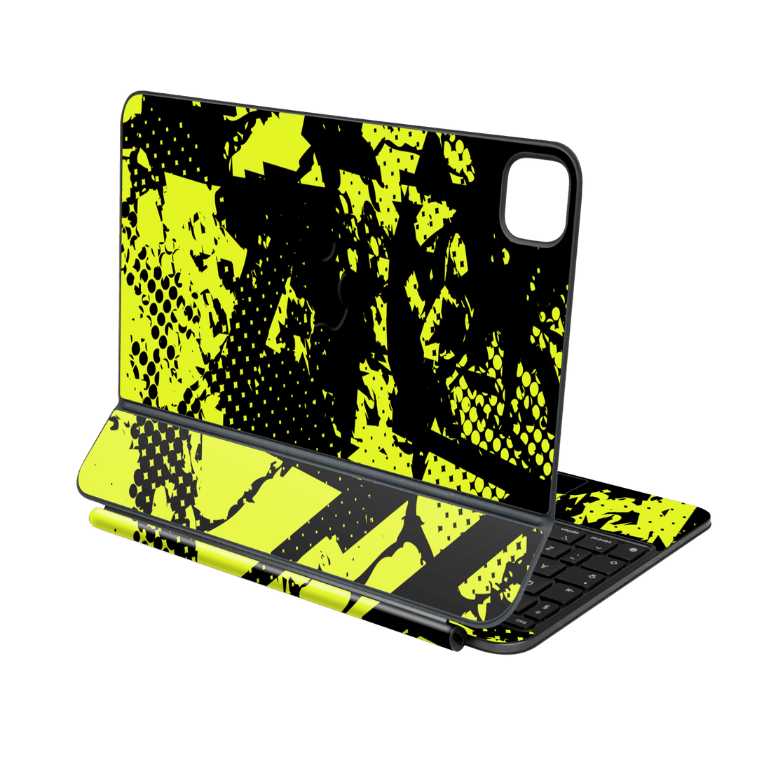 Magic Keyboard for iPad PRO 11” (M4, 2024) Print Printed Custom SIGNATURE Grunge Yellow Green Trace Skin Wrap Sticker Decal Cover Protector by QSKINZ | QSKINZ.COM