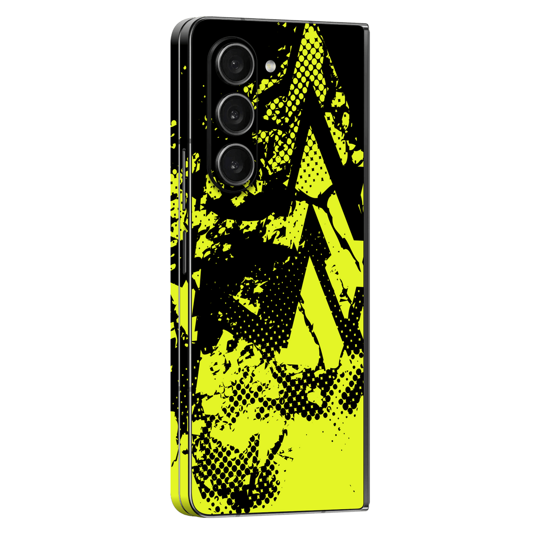 Samsung Galaxy Z FOLD 5 Print Printed Custom SIGNATURE Grunge Yellow Green Trace Skin Wrap Sticker Decal Cover Protector by QSKINZ | QSKINZ.COM