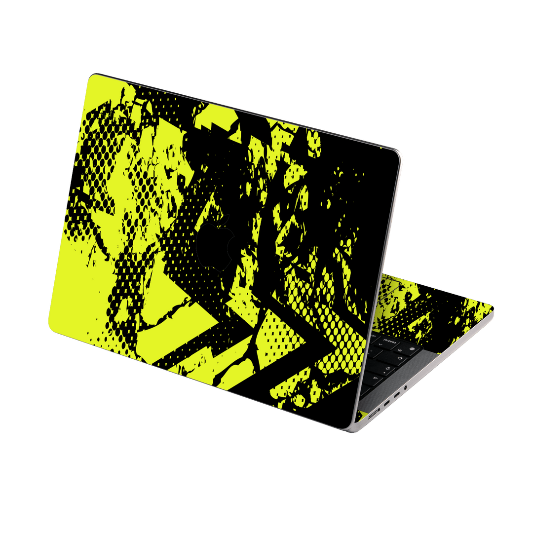 MacBook PRO 14" (2021/2023) Print Printed Custom SIGNATURE Grunge Yellow Green Trace Skin Wrap Sticker Decal Cover Protector by QSKINZ | QSKINZ.COM