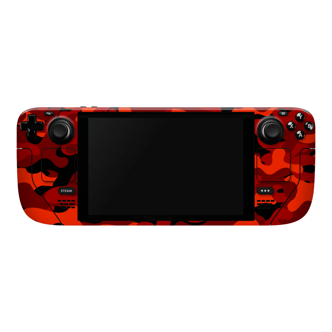 Steam Deck Oled Print Printed Custom SIGNATURE Fire Red Camo Camouflage Skin Wrap Sticker Decal Cover Protector by QSKINZ | QSKINZ.COM