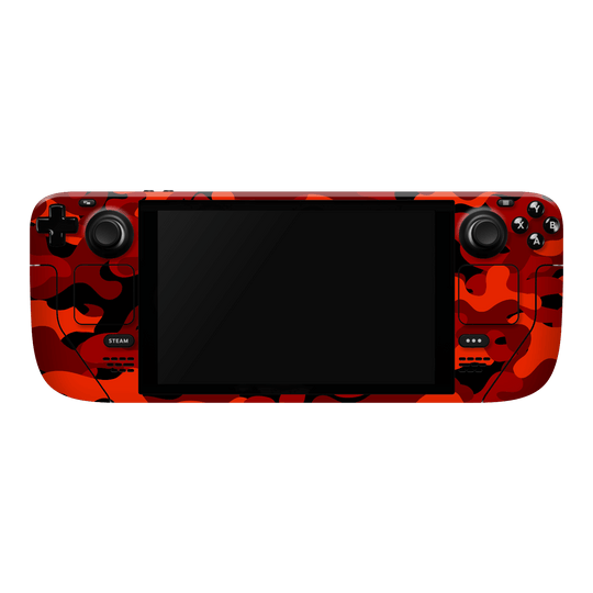 Steam Deck Oled Print Printed Custom SIGNATURE Fire Red Camo Camouflage Skin Wrap Sticker Decal Cover Protector by QSKINZ | QSKINZ.COM