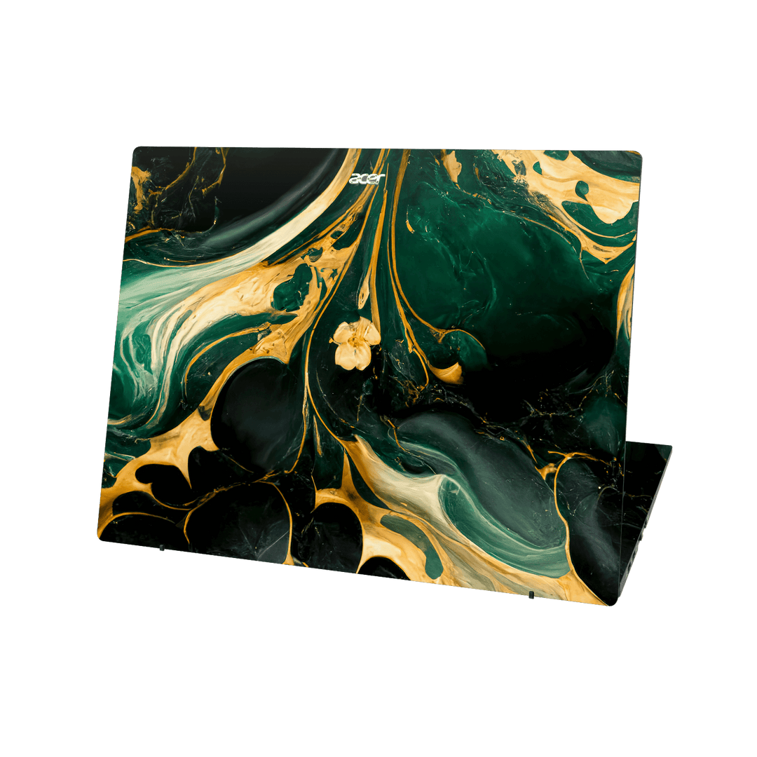 Acer Swift EDGE 16 Print Printed Custom SIGNATURE Agate Geode Royal Green Gold Skin Wrap Sticker Decal Cover Protector by QSKINZ | qskinz.com