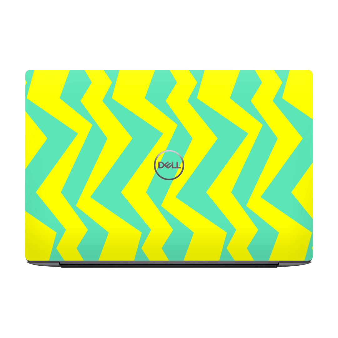 Dell XPS 13 (9315) Printed Custom SIGNATURE “ZigPop Yellow-Turquoise” Bold Yellow & Turquoise Zigzag Geometric Skin Wrap Sticker Decal Cover Protector by QSKINZ | QSKINZ.COM