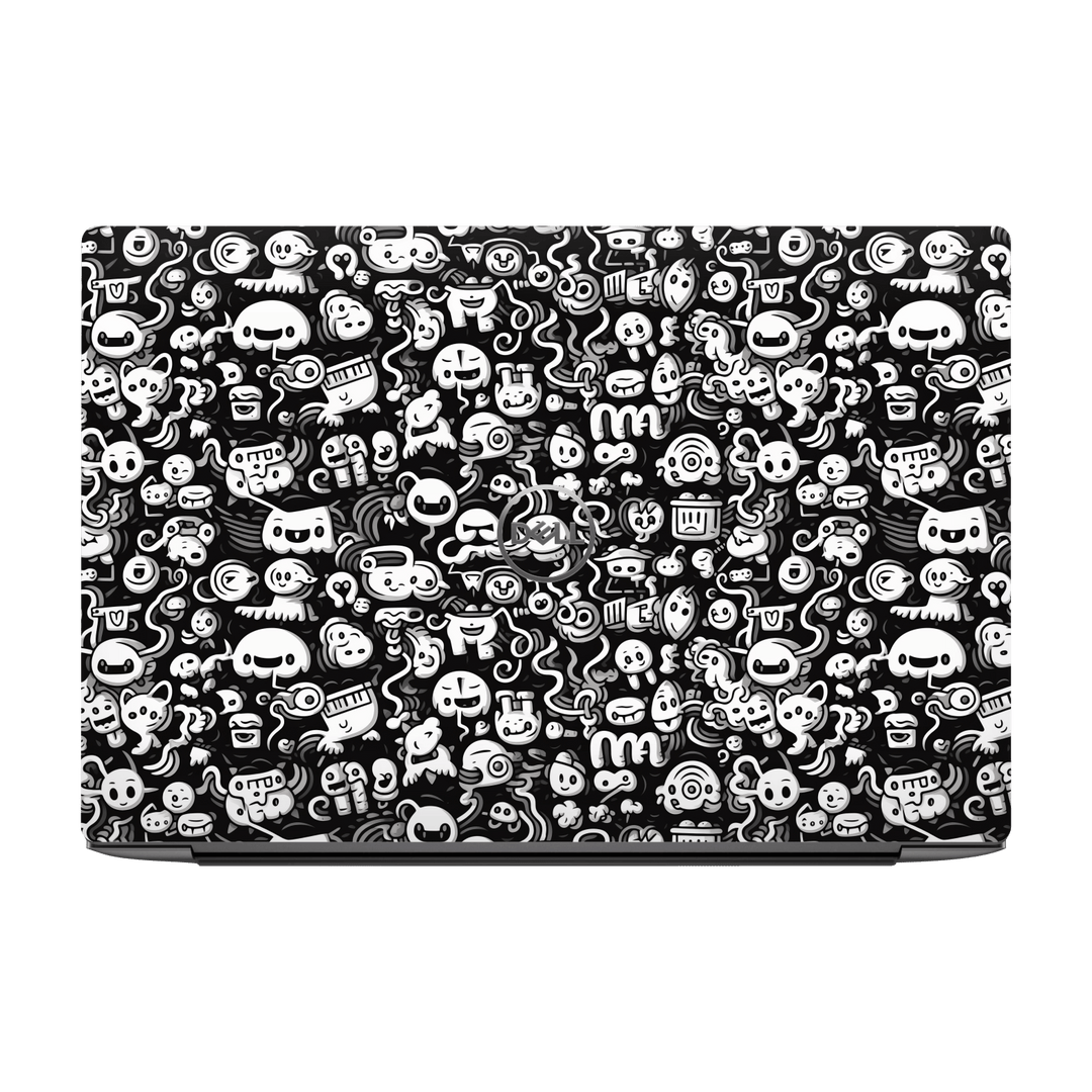 Dell XPS 15 (9500/9510/9520/9530) Print Printed Custom SIGNATURE Pictogram Party Monochrome Black and White Icons Faces Skin Wrap Sticker Decal Cover Protector by QSKINZ | QSKINZ.COM