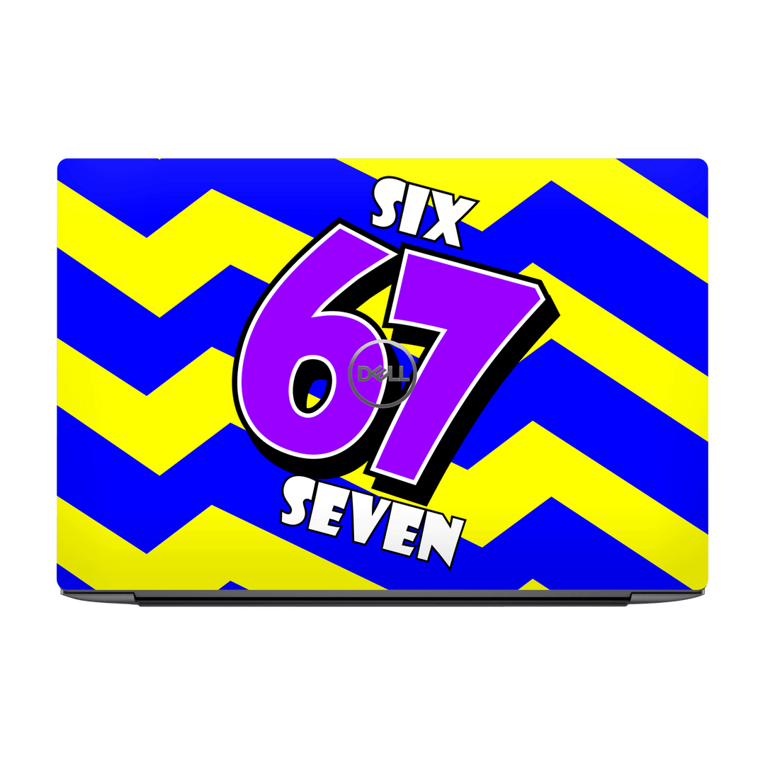 Dell XPS 17 (9700/9710/9720/9730) Printed Custom SIGNATURE “6-7 Flash” Bold Blue & Yellow Pop Art Typography Skin Wrap Sticker Decal Cover Protector by QSKINZ | QSKINZ.COM