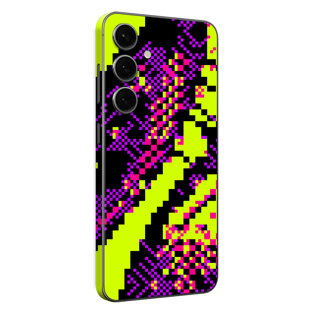 Galaxy S24+ Plus Custom Printed SIGNATURE “Neonix” Purple Green Pixelated Skin Wrap Sticker Decal Cover Protector by QSKINZ | QSKINZ.COM
