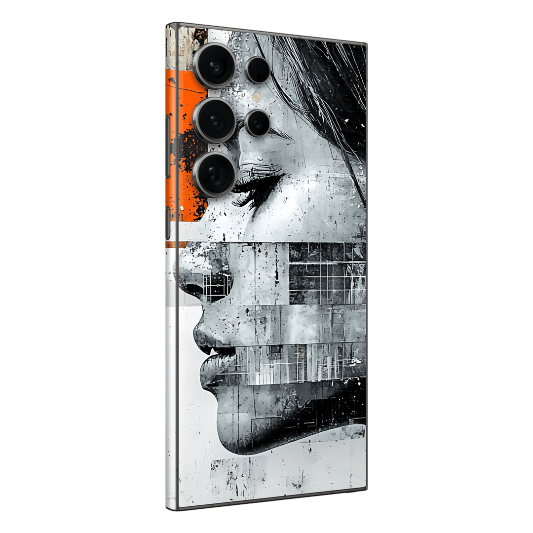 Galaxy S24 ULTRA Printed Custom SIGNATURE “Atelier Portrait” Monochrome Black & White Artistic Portrait Collage Skin Wrap Sticker Decal Cover Protector by QSKINZ | QSKINZ.COM