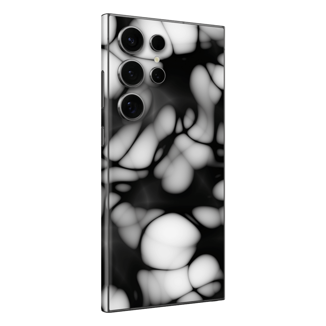 Galaxy S24 ULTRA Printed Custom SIGNATURE “Moonpebble” Monochrome Black & White Pebble Abstract Skin Wrap Sticker Decal Cover Protector by QSKINZ | QSKINZ.COM