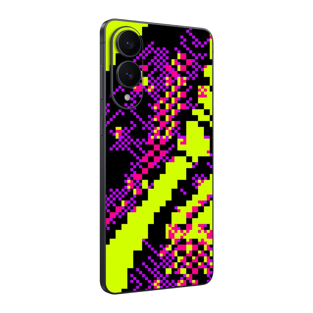 Galaxy S25 EDGE Custom Printed SIGNATURE “Neonix” Purple Green Pixelated Skin Wrap Sticker Decal Cover Protector by QSKINZ | QSKINZ.COM
