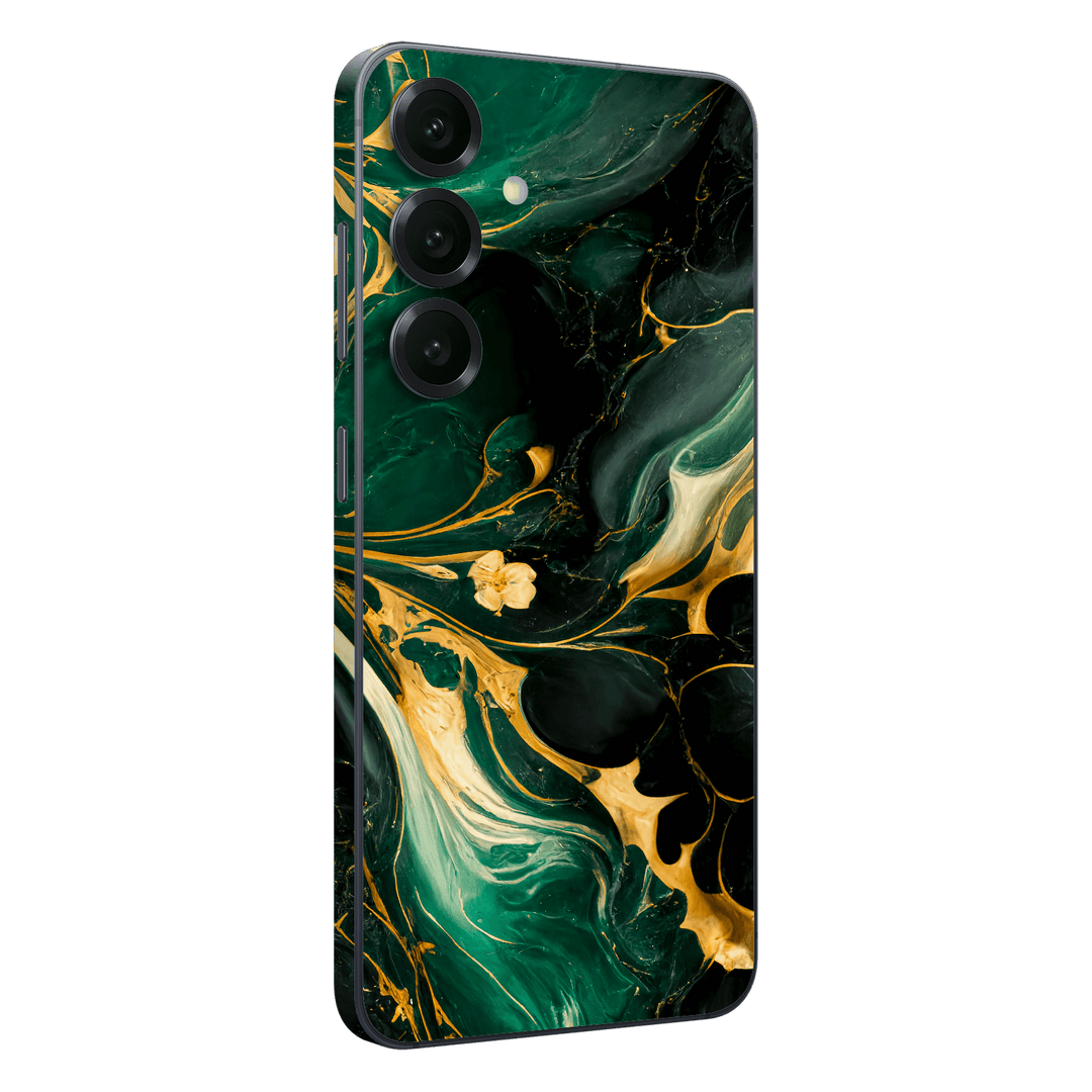 Galaxy S25 FE Print Printed Custom SIGNATURE Agate Geode Royal Green Gold Skin Wrap Sticker Decal Cover Protector by QSKINZ | qskinz.com