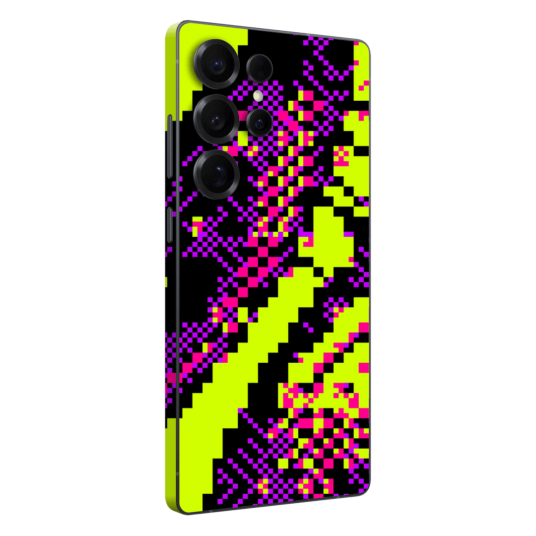 Galaxy S25 ULTRA Custom Printed SIGNATURE “Neonix” Purple Green Pixelated Skin Wrap Sticker Decal Cover Protector by QSKINZ | QSKINZ.COM