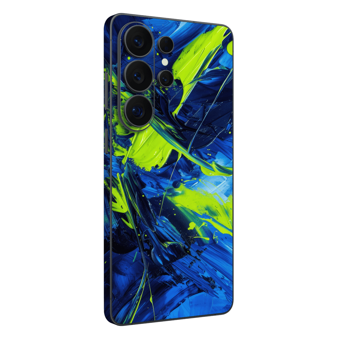 Galaxy S26 ULTRA Print Printed Custom SIGNATURE Glowquatic Neon Yellow Green Blue Skin Wrap Sticker Decal Cover Protector by QSKINZ | QSKINZ.COM