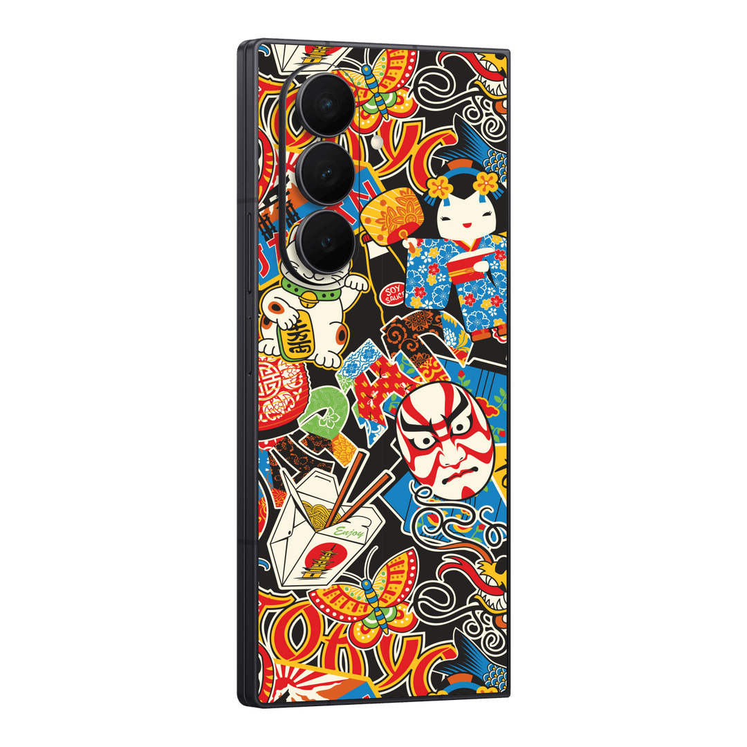Galaxy Z FOLD 7 Custom Printed SIGNATURE “Manga Tokyo Maneki” Japanese Art Skin Wrap Sticker Decal Cover Protector by QSKINZ | QSKINZ.COM