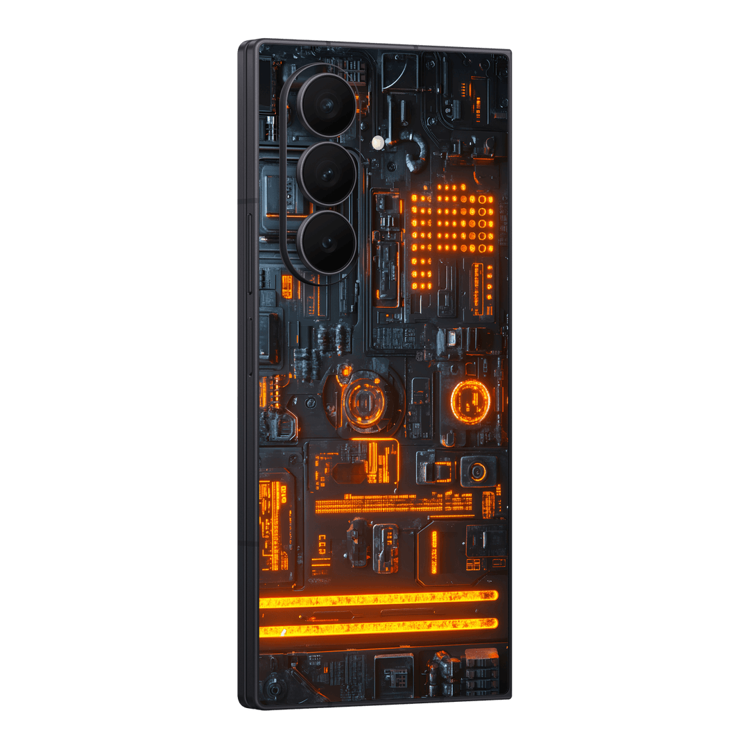 Galaxy Z FOLD 7 Custom Printed SIGNATURE “Nexora” Orange Fire Technology Skin Wrap Sticker Decal Cover Protector by QSKINZ | QSKINZ.COM