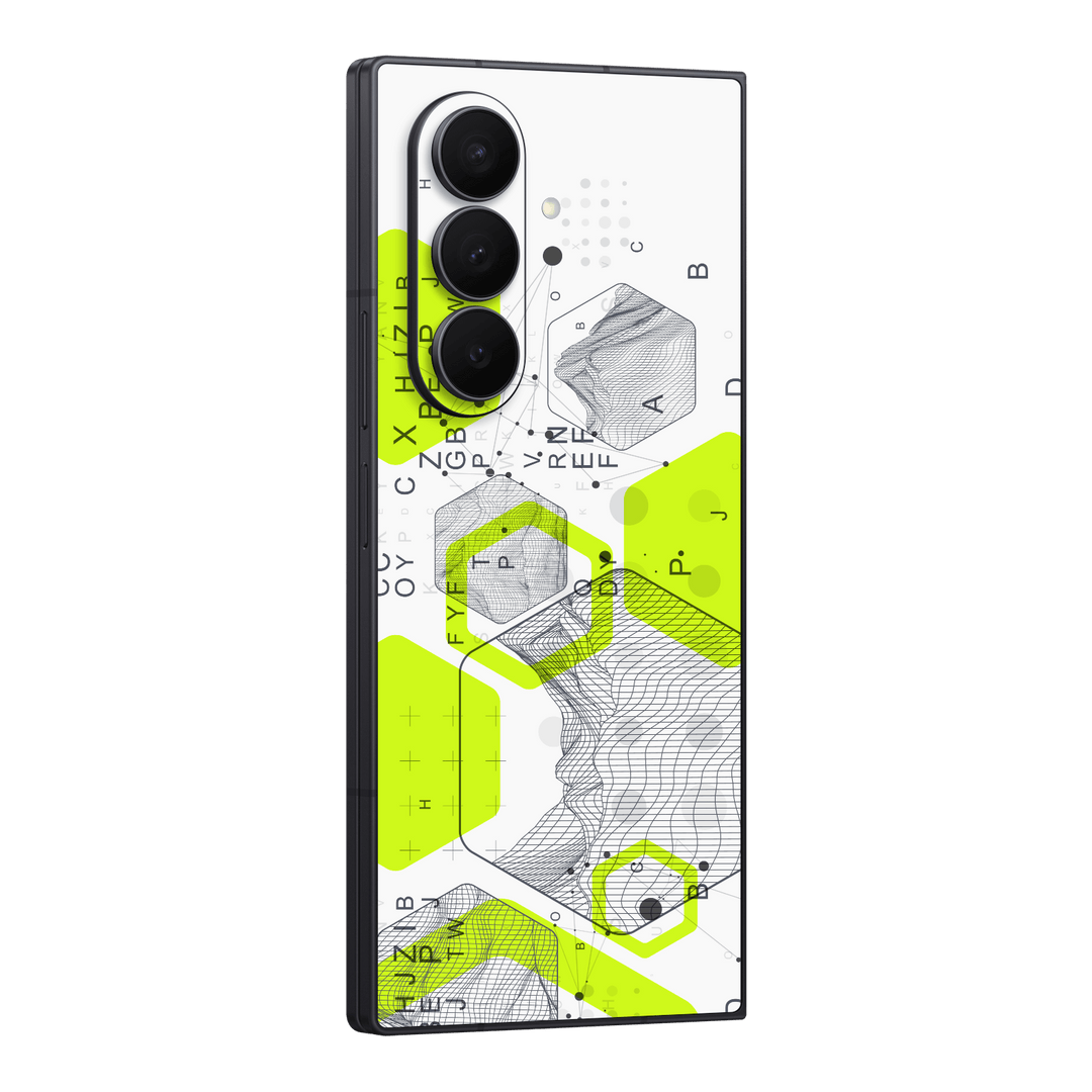 Galaxy Z FOLD 7 Printed Custom SIGNATURE “Neural Realm” AI Science Green & White Skin Wrap Sticker Decal Cover Protector by QSKINZ | QSKINZ.COM