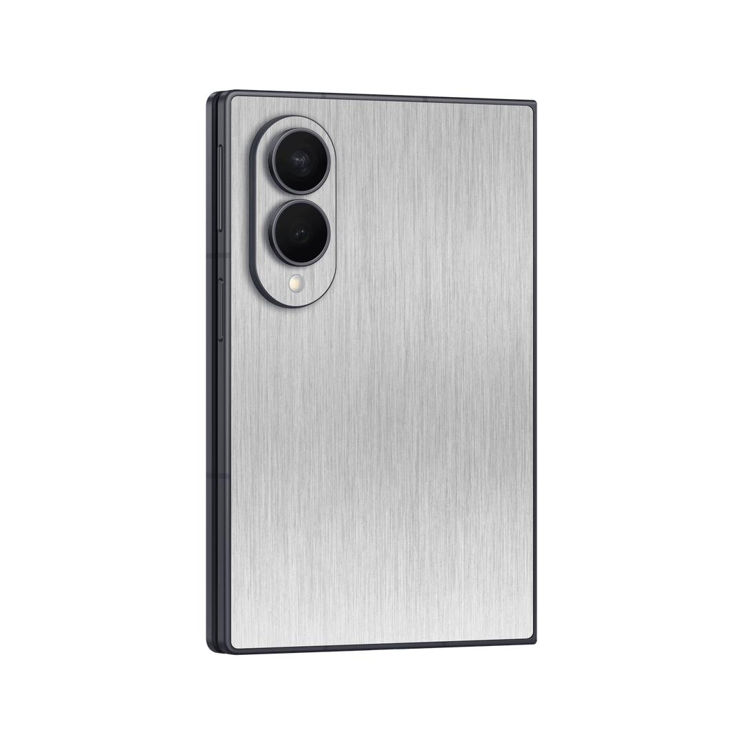 Galaxy Z FOLD 8 Brushed Metal ALUMINIUM Metallic Skin Wrap Sticker Decal Cover Protector by QSKINZ | qskinz.com