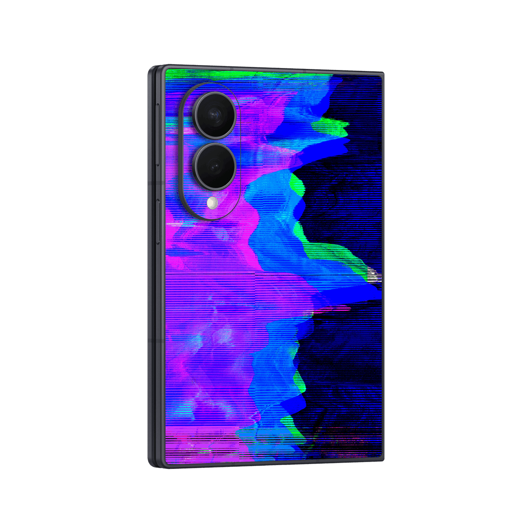 Galaxy Z FOLD 8 Custom Printed SIGNATURE “Andromeda” Blue Purple Wave Skin Wrap Sticker Decal Cover Protector by QSKINZ | QSKINZ.COM