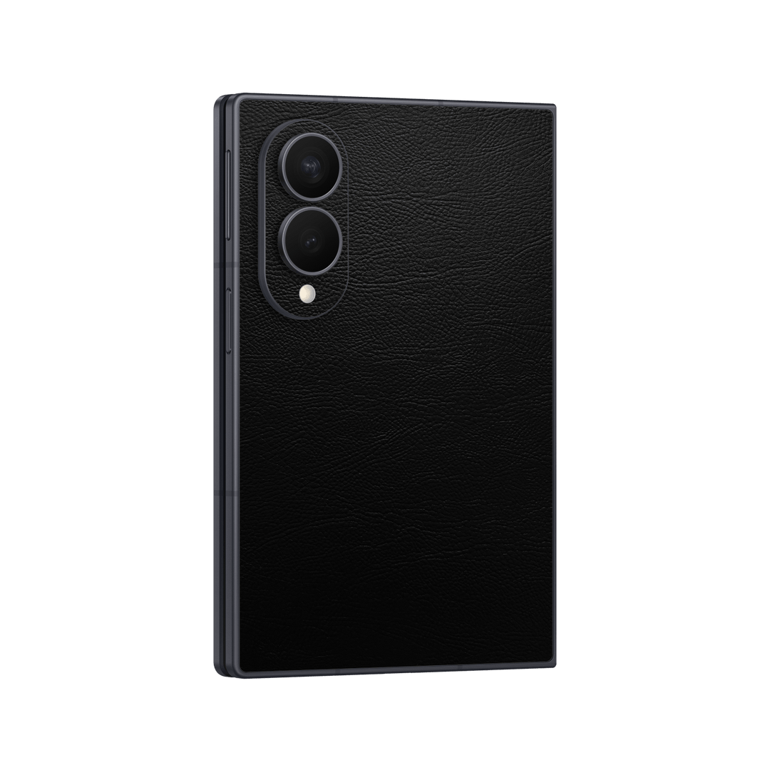 Galaxy Z FOLD 8 Luxuria BLACK LEATHER Riders Skin Wrap Sticker Decal Cover Protector by QSKINZ | qskinz.com