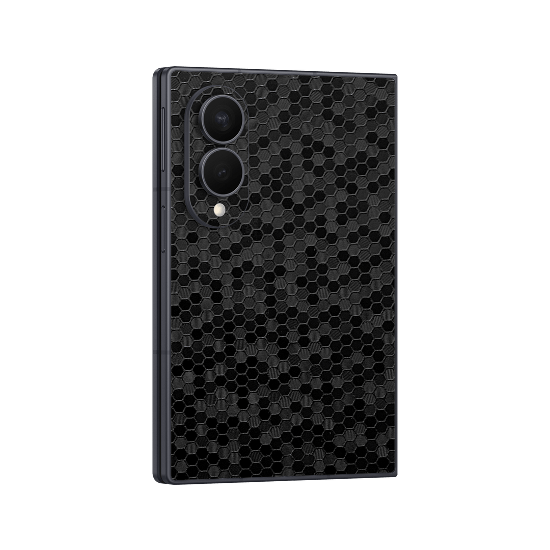 Galaxy Z FOLD 8 Luxuria Black Honeycomb 3D Textured Skin Wrap Sticker Decal Cover Protector by QSKINZ | qskinz.com