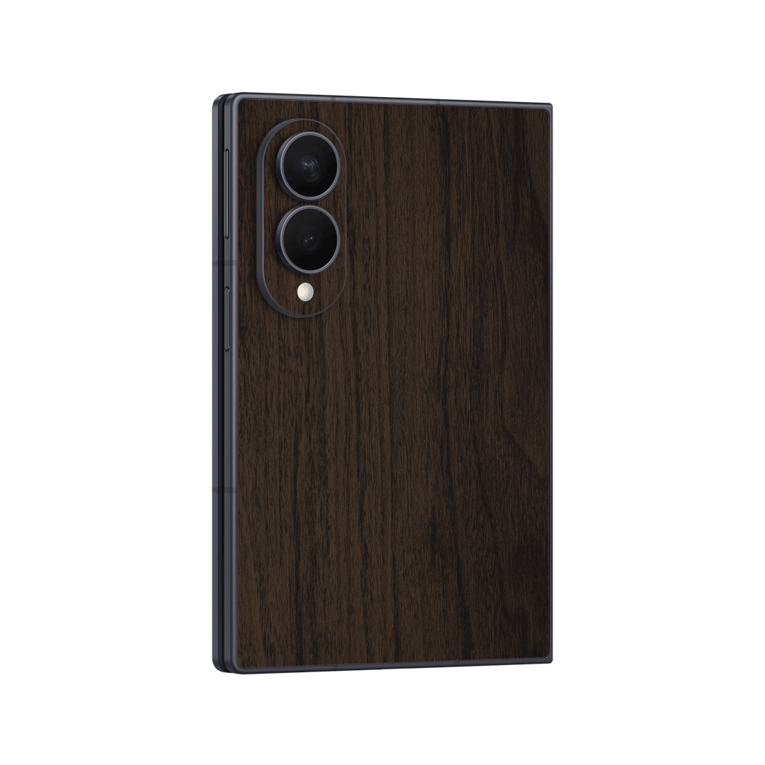 Galaxy Z FOLD 8 Premium Wood Wooden Dark Walnut Matte Textured Skin Wrap Sticker Decal Cover Protector by QSKINZ | qskinz.com